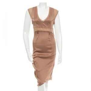 VPL Spring Summer 2011 Runway Knee-Length Dress Bronze Elegant Tan Dress Small